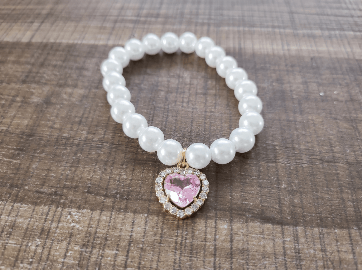 "Amore" Pearl Necklace with Diamond Heart | Artisan Jewelry| Accessory for Petopia Charms - Petopia