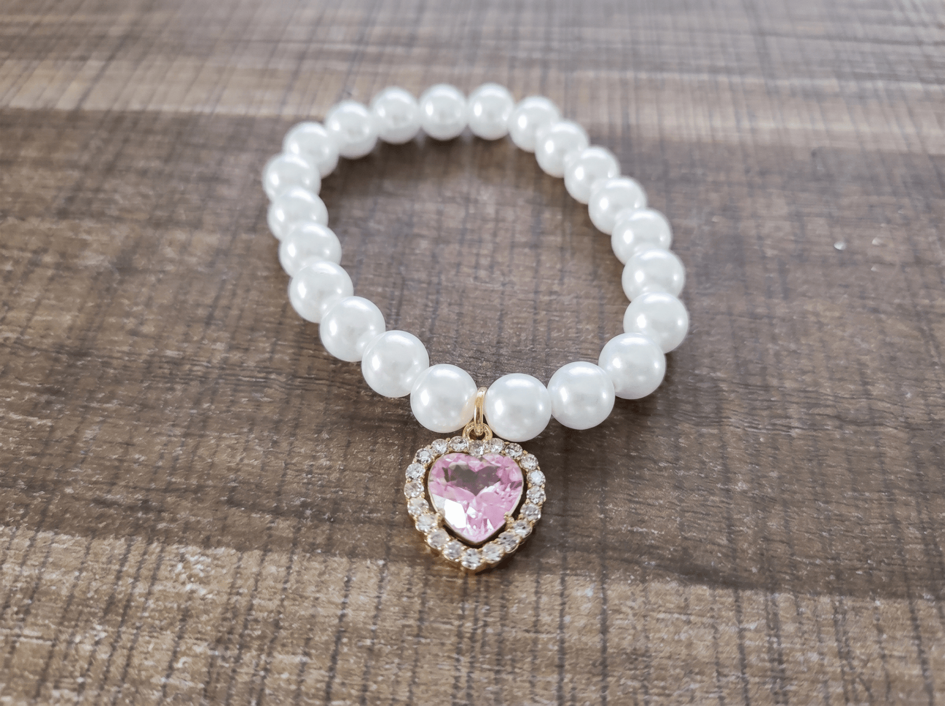 "Amore" Pearl Necklace with Diamond Heart | Artisan Jewelry| Accessory for Petopia Charms - Petopia