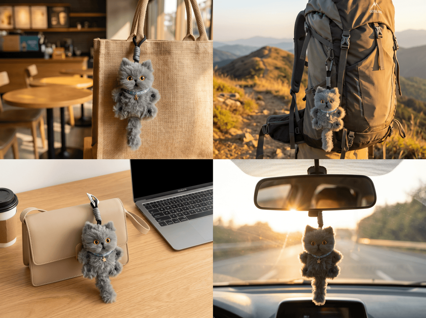 Artisan British Shorthair Cat Bag Charm | Custom Handmade "Chonky" Kitty | Plush Blue Cat Keychain | Premium Gift for British Blue Lovers - Petopia