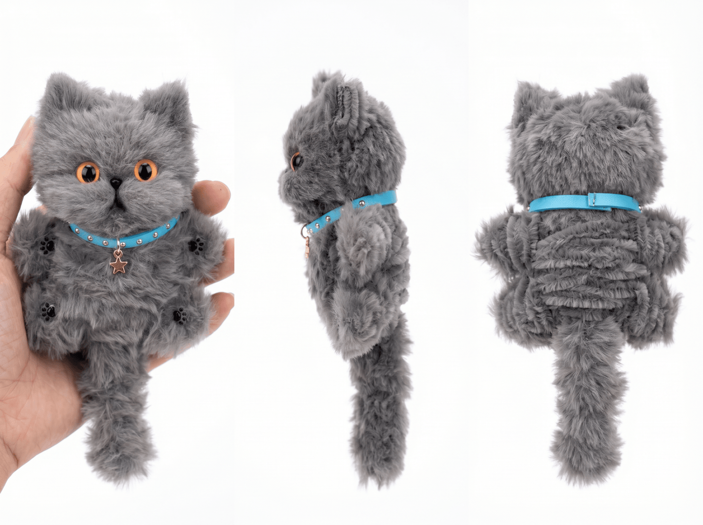 Artisan British Shorthair Cat Bag Charm | Custom Handmade "Chonky" Kitty | Plush Blue Cat Keychain | Premium Gift for British Blue Lovers - Petopia