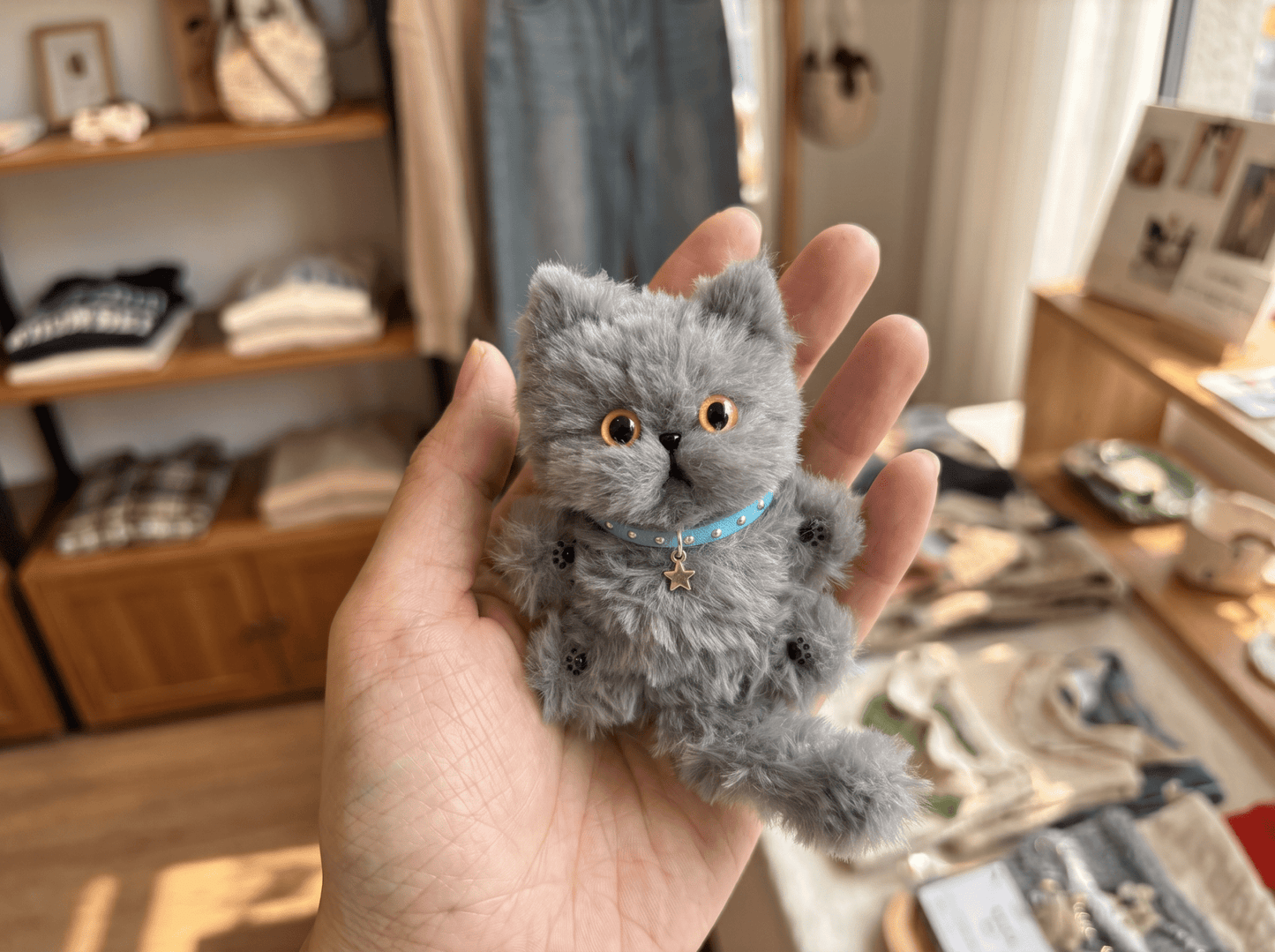 Artisan British Shorthair Cat Bag Charm | Custom Handmade "Chonky" Kitty | Plush Blue Cat Keychain | Premium Gift for British Blue Lovers - Petopia