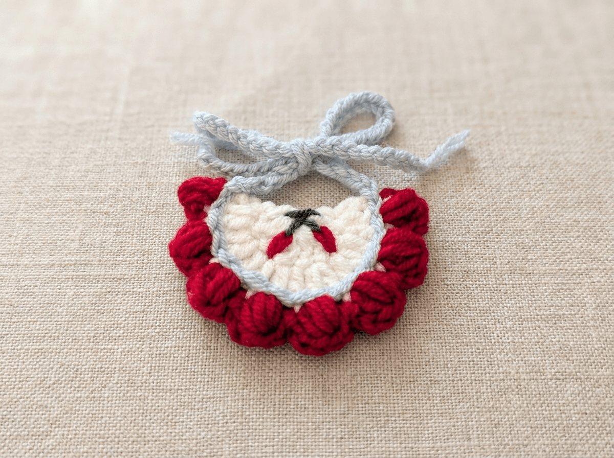 Artisan Hand - Crocheted Floral Bib|Miniature "Pet Couture" Accessory for Petopia Charms - Petopia