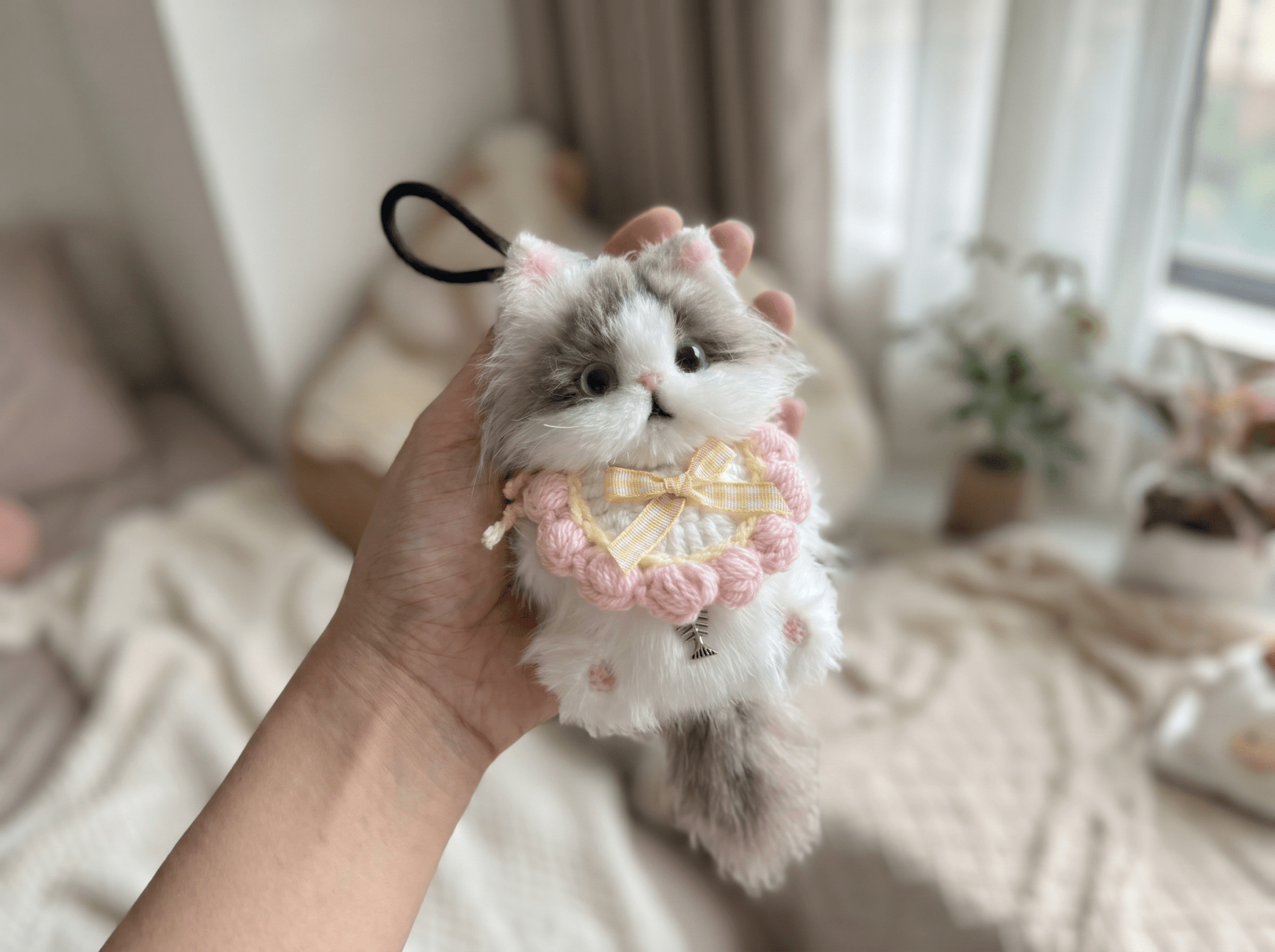 Artisan Hand - Crocheted Floral Bib|Miniature "Pet Couture" Accessory for Petopia Charms - Petopia