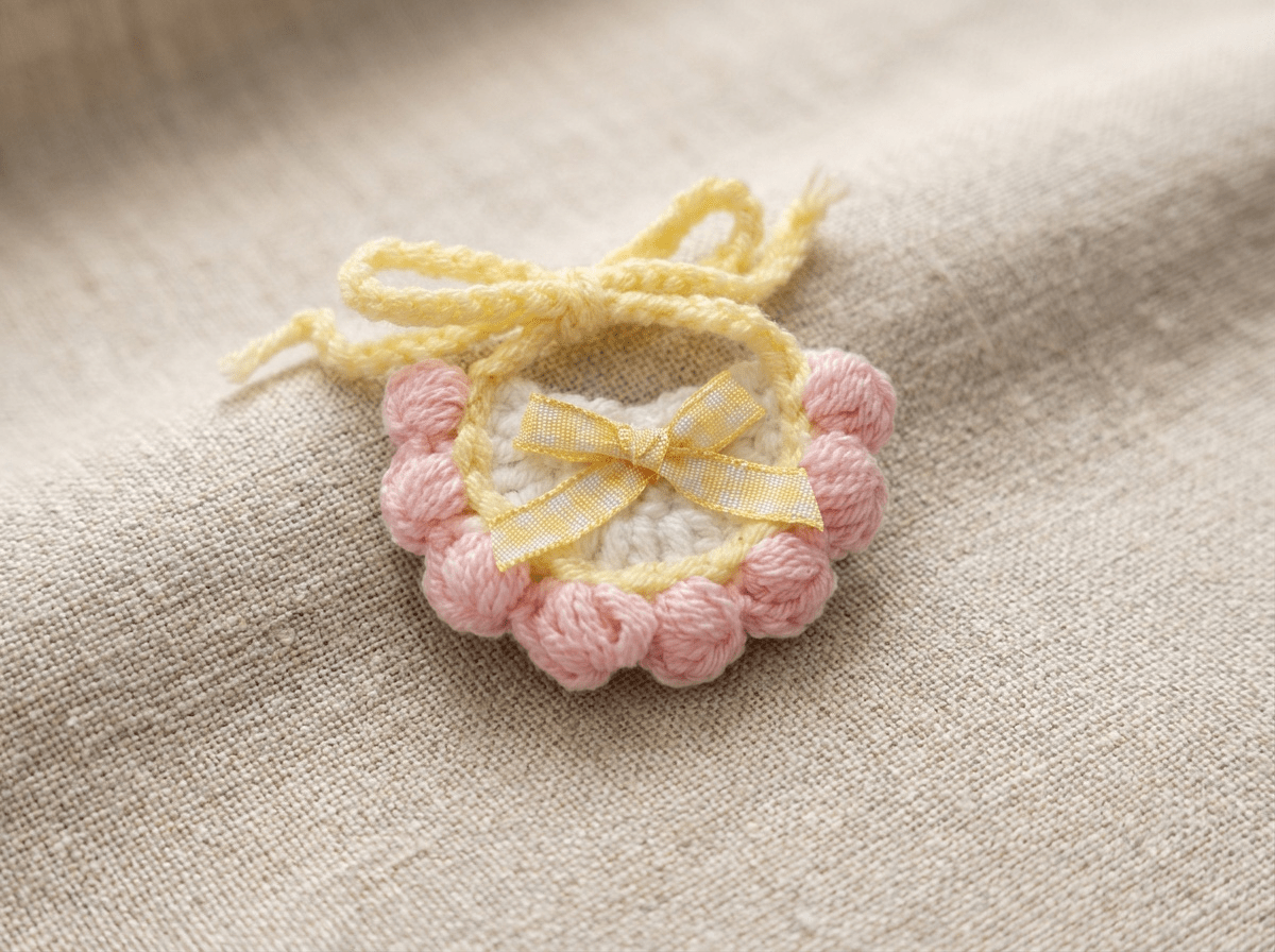 Artisan Hand - Crocheted Floral Bib|Miniature "Pet Couture" Accessory for Petopia Charms - Petopia