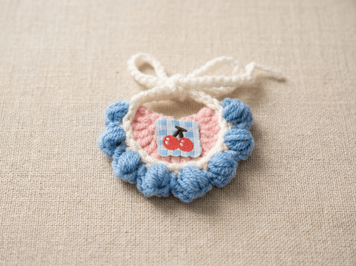 Artisan Hand - Crocheted Floral Bib|Miniature "Pet Couture" Accessory for Petopia Charms - Petopia