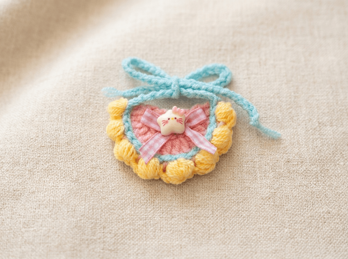 Artisan Hand - Crocheted Floral Bib|Miniature "Pet Couture" Accessory for Petopia Charms - Petopia