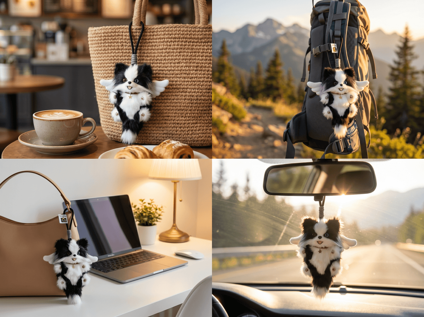 Artisan Handmade Border Collie Bag Charm | Custom "Smart & Alert" Miniature | Plush Herding Dog Keychain | Personalized Gift for Border Collie Owners - Petopia