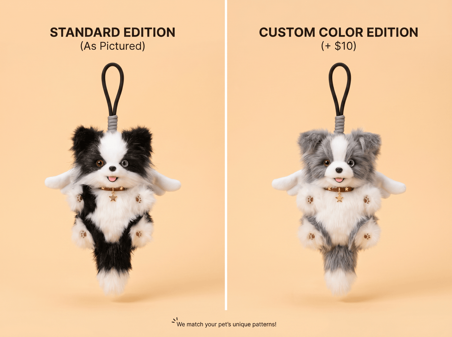 Artisan Handmade Border Collie Bag Charm | Custom "Smart & Alert" Miniature | Plush Herding Dog Keychain | Personalized Gift for Border Collie Owners - Petopia