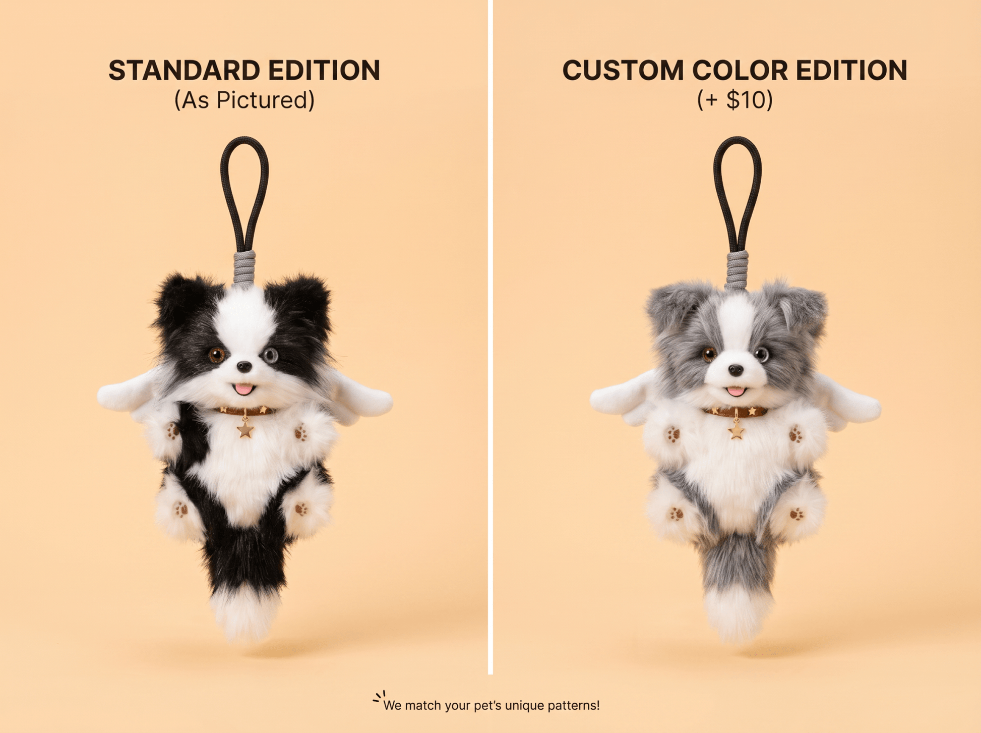 Artisan Handmade Border Collie Bag Charm | Custom "Smart & Alert" Miniature | Plush Herding Dog Keychain | Personalized Gift for Border Collie Owners - Petopia