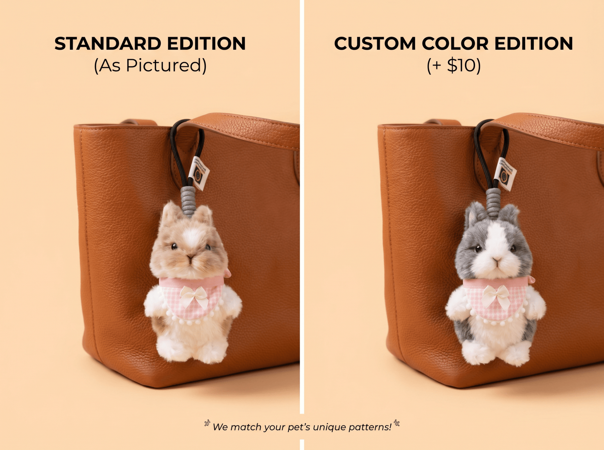 Artisan Handmade Bunny Bag Charm | Custom "Fluffy Ear" Miniature | Plush Rabbit Keychain | Sweet Gift for Bunny Lovers & Easter - Petopia