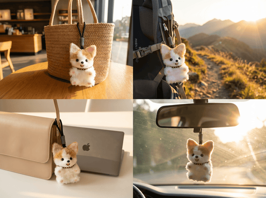 Artisan Handmade Corgi Bag Charm | Custom "Fluffy Butt" Miniature | Plush Dog Keychain | Cheerful Gift for Corgi Lovers - Petopia
