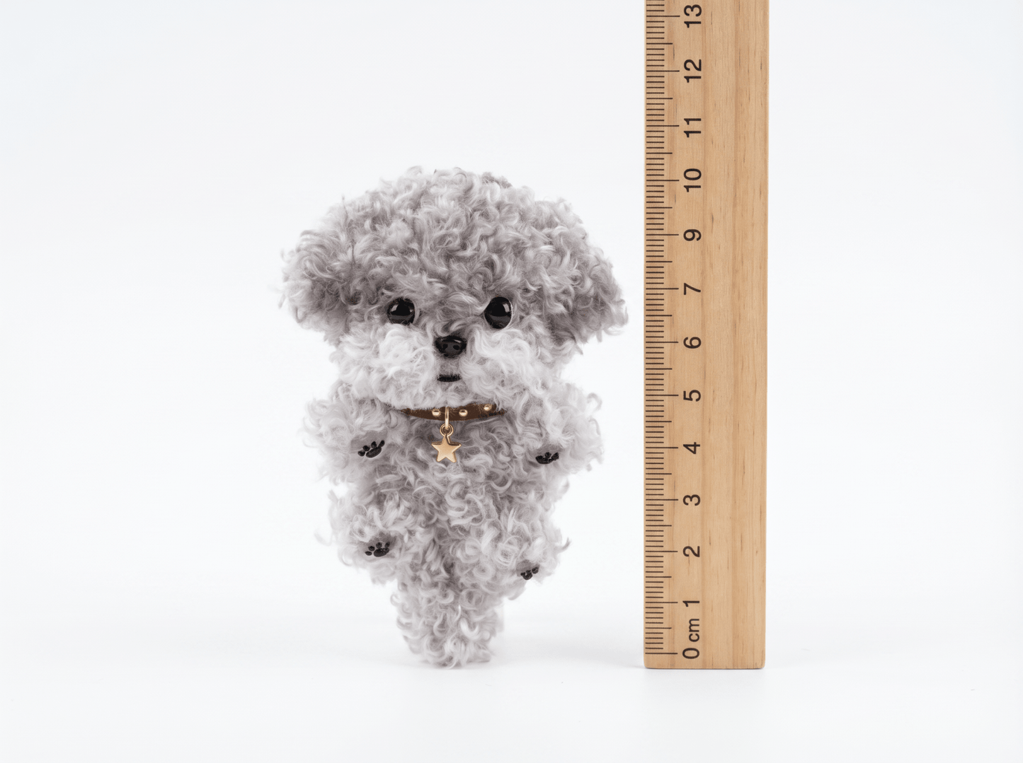 Artisan Handmade Teddy Poodle Bag Charm | Custom "Velvet - Curl" Miniature | Plush Grey Toy Poodle Keychain | Personalized Gift for Dog Lovers - Petopia