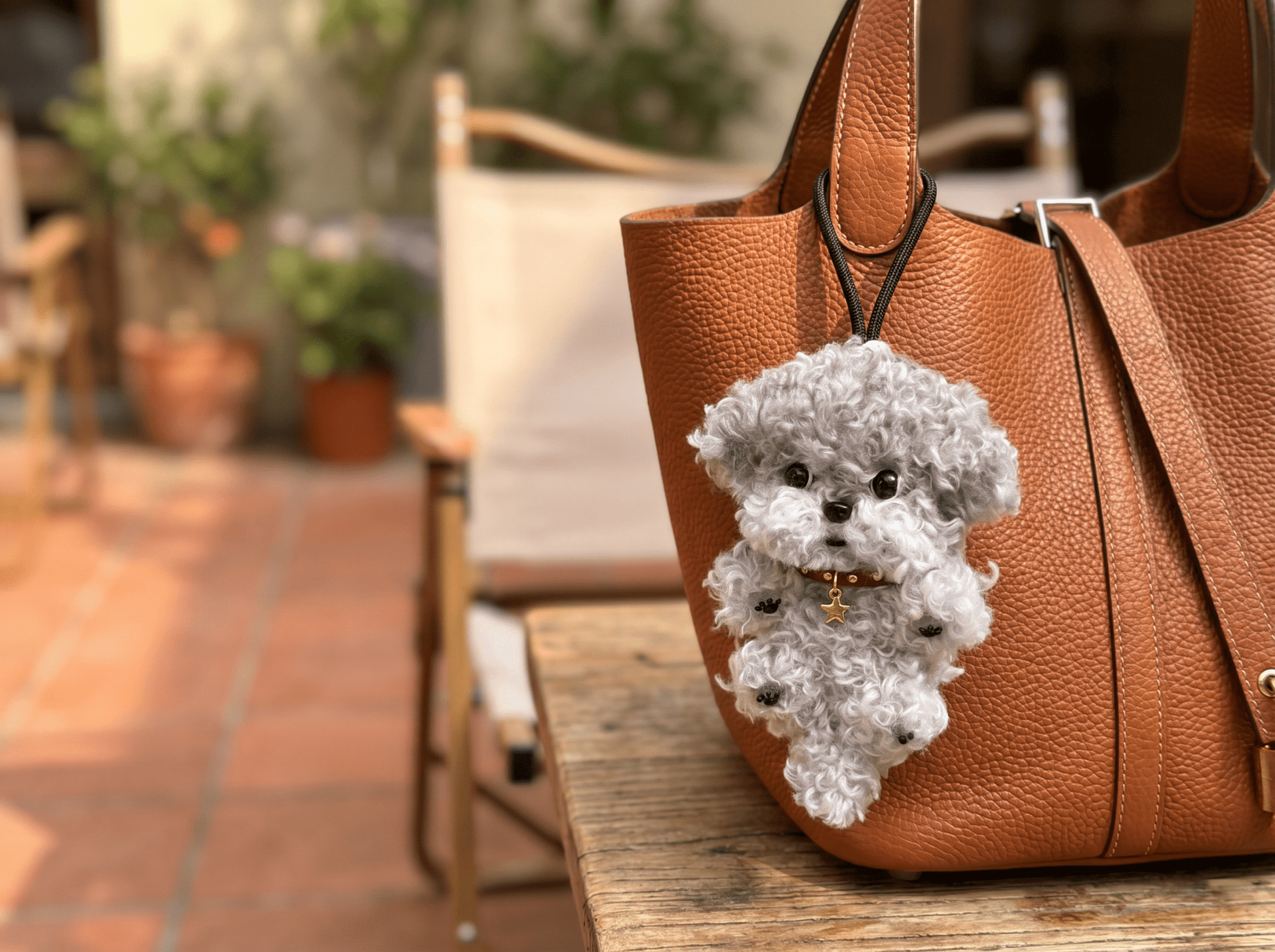 Artisan Handmade Teddy Poodle Bag Charm | Custom "Velvet - Curl" Miniature | Plush Grey Toy Poodle Keychain | Personalized Gift for Dog Lovers - Petopia