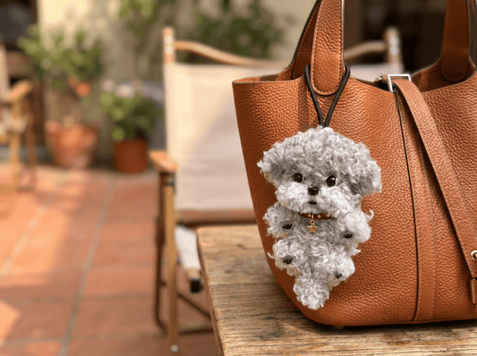 Artisan Handmade Teddy Poodle Bag Charm | Custom "Velvet - Curl" Miniature | Plush Grey Toy Poodle Keychain | Personalized Gift for Dog Lovers - Petopia