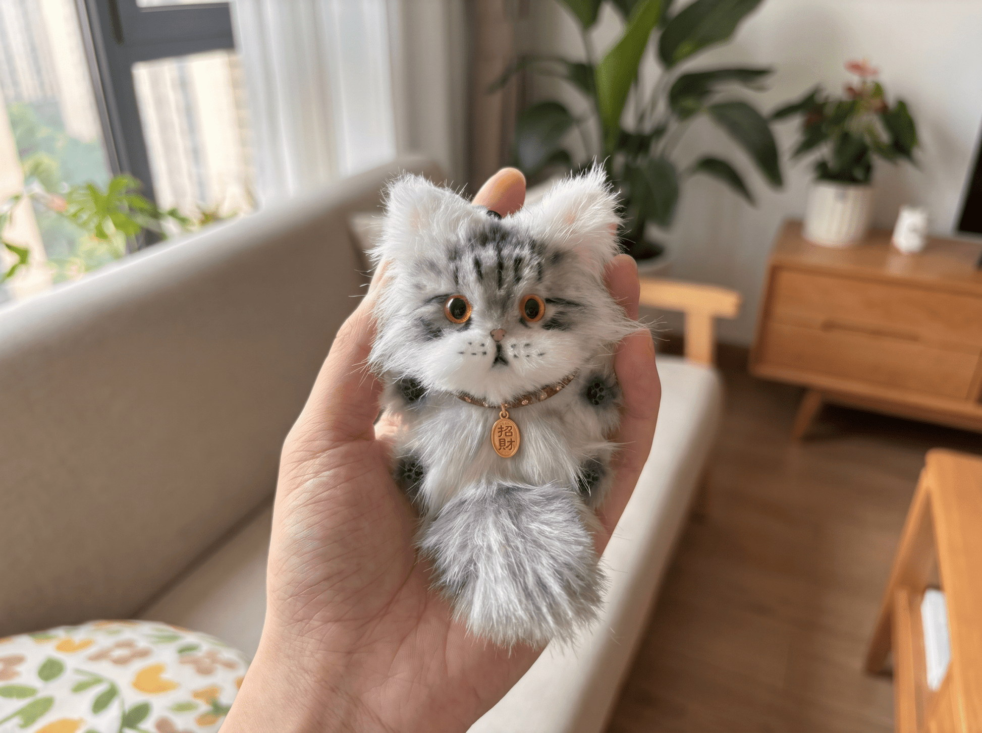 Artisan Maine Coon Cat Bag Charm | Custom Handmade "Gentle Giant" Miniature | Fluffy Tabby Keychain | Personalized Pet Lover Gift - Petopia