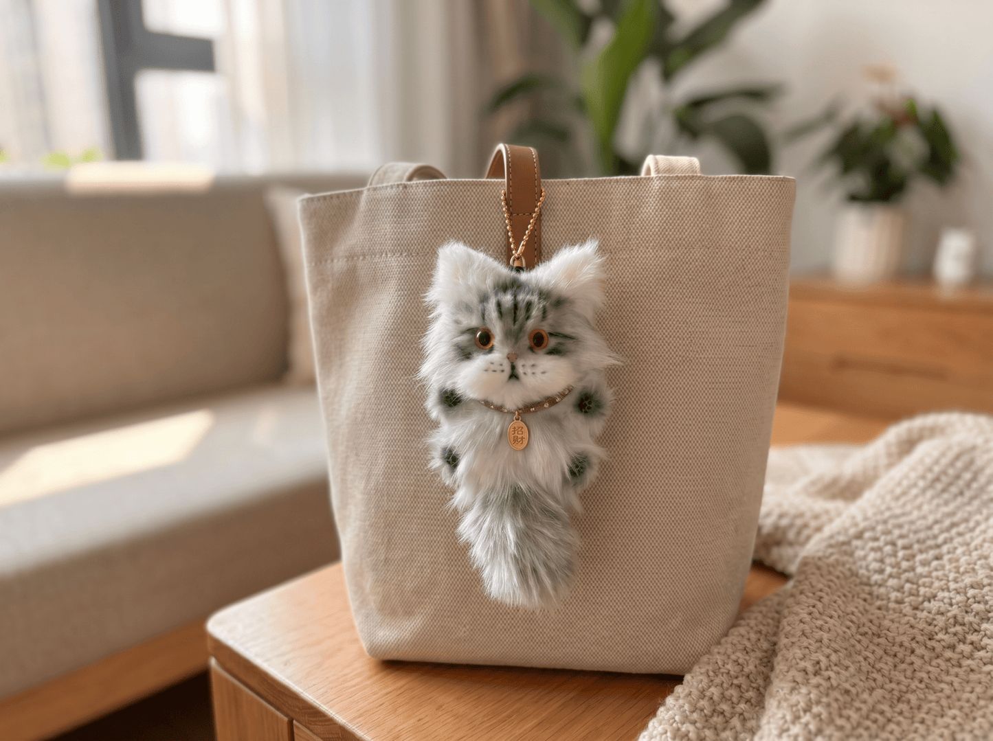 Artisan Maine Coon Cat Bag Charm | Custom Handmade "Gentle Giant" Miniature | Fluffy Tabby Keychain | Personalized Pet Lover Gift - Petopia