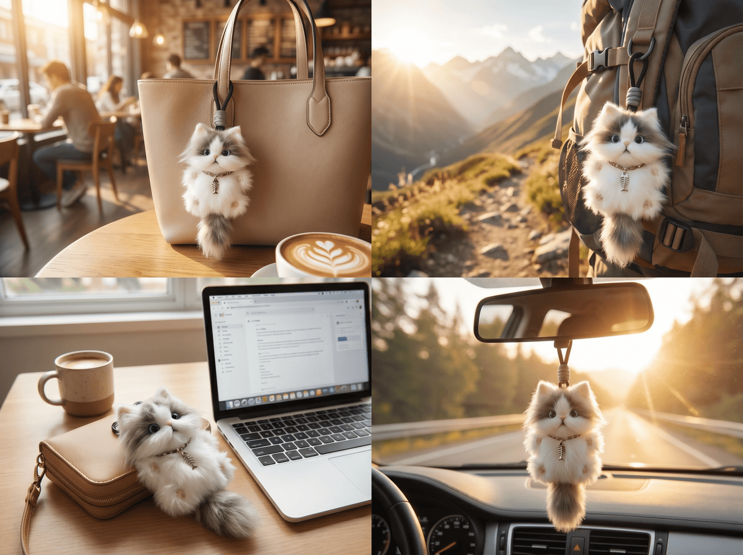 Artisan Ragdoll Cat Bag Charm | Custom Handmade Fluffy Kitty | Plush Keychain | Memorial Pet Gift for Cat Lovers - Petopia