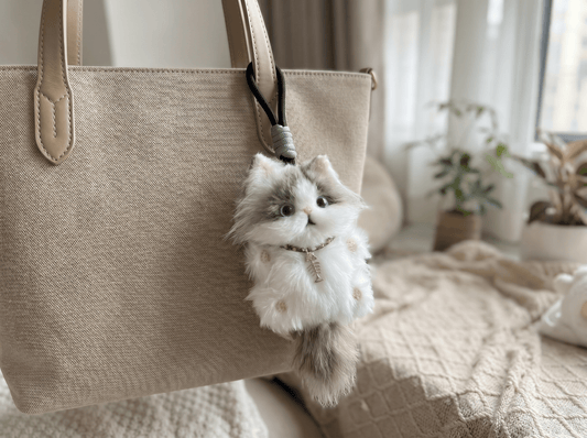 Artisan Ragdoll Cat Bag Charm | Custom Handmade Fluffy Kitty | Plush Keychain | Memorial Pet Gift for Cat Lovers - Petopia