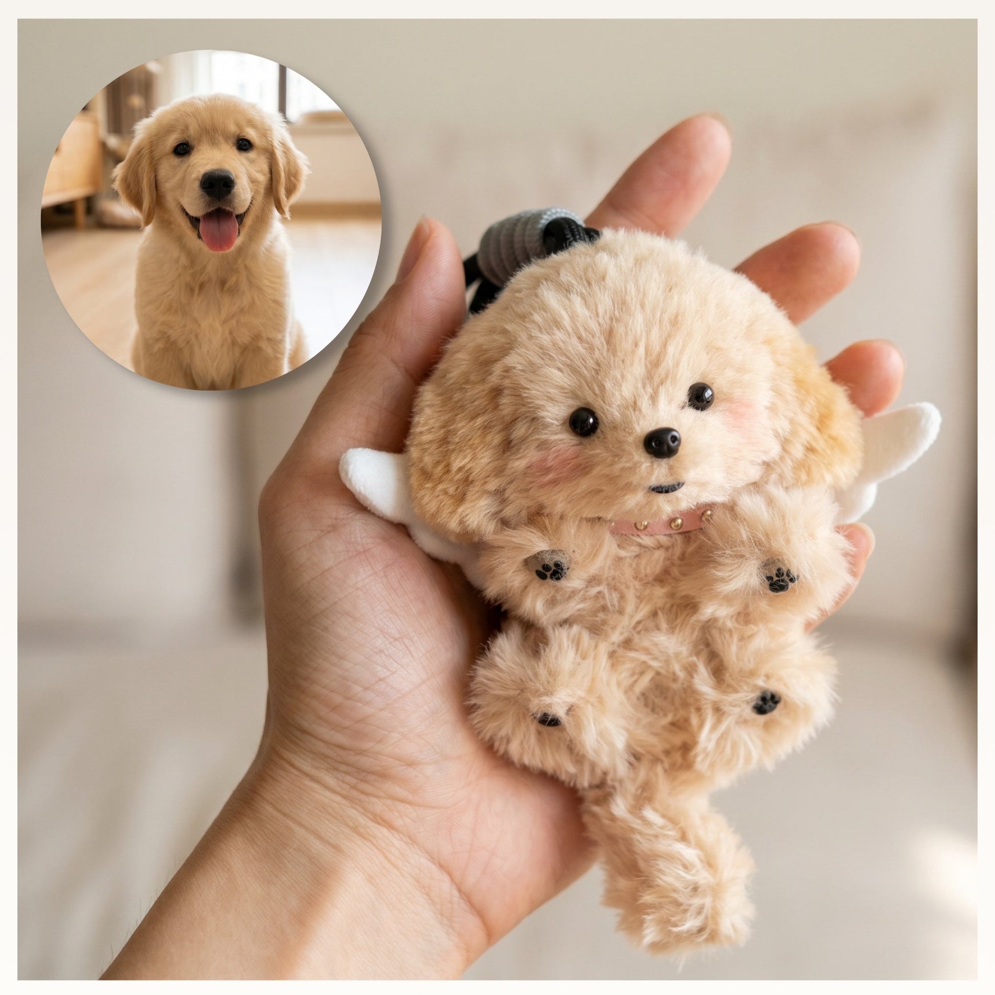 Handmade Golden Retriever Plush Charm: Personalized Memorial Gift for Dog Lovers - Petopia
