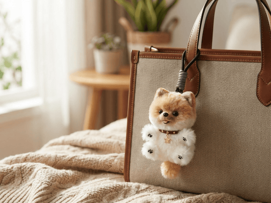 Handmade Pomeranian Bag Charm | Custom Pet Replica Keychain | Plush Animal Accessory | Thoughtful Gift for Dog Lovers - Petopia