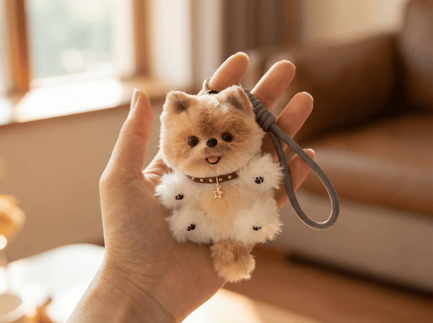 Handmade Pomeranian Bag Charm | Custom Pet Replica Keychain | Plush Animal Accessory | Thoughtful Gift for Dog Lovers - Petopia