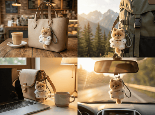 Handmade Pomeranian Bag Charm | Custom Pet Replica Keychain | Plush Animal Accessory | Thoughtful Gift for Dog Lovers - Petopia