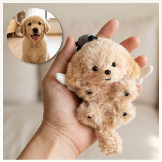 Handmade Golden Retriever Plush Charm: Personalized Memorial Gift for Dog Lovers