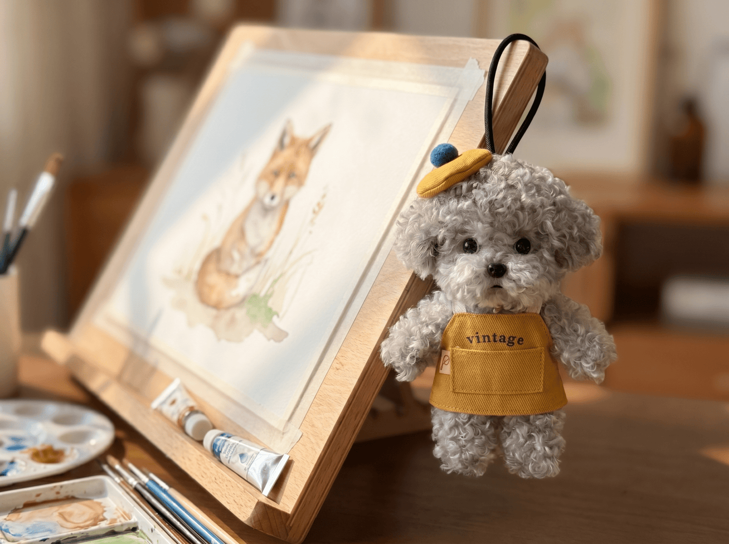 "The Little Artist" Vintage Apron & Beret Set|Handcrafted Miniature "Pet Couture" Accessory - Petopia
