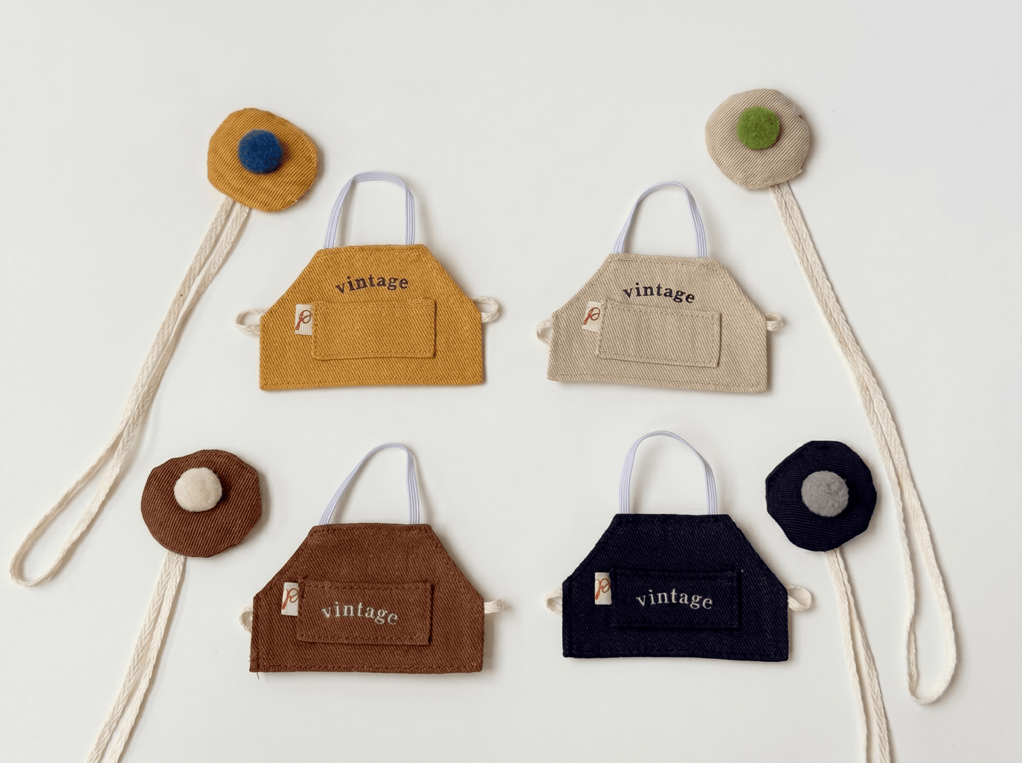 "The Little Artist" Vintage Apron & Beret Set|Handcrafted Miniature "Pet Couture" Accessory - Petopia