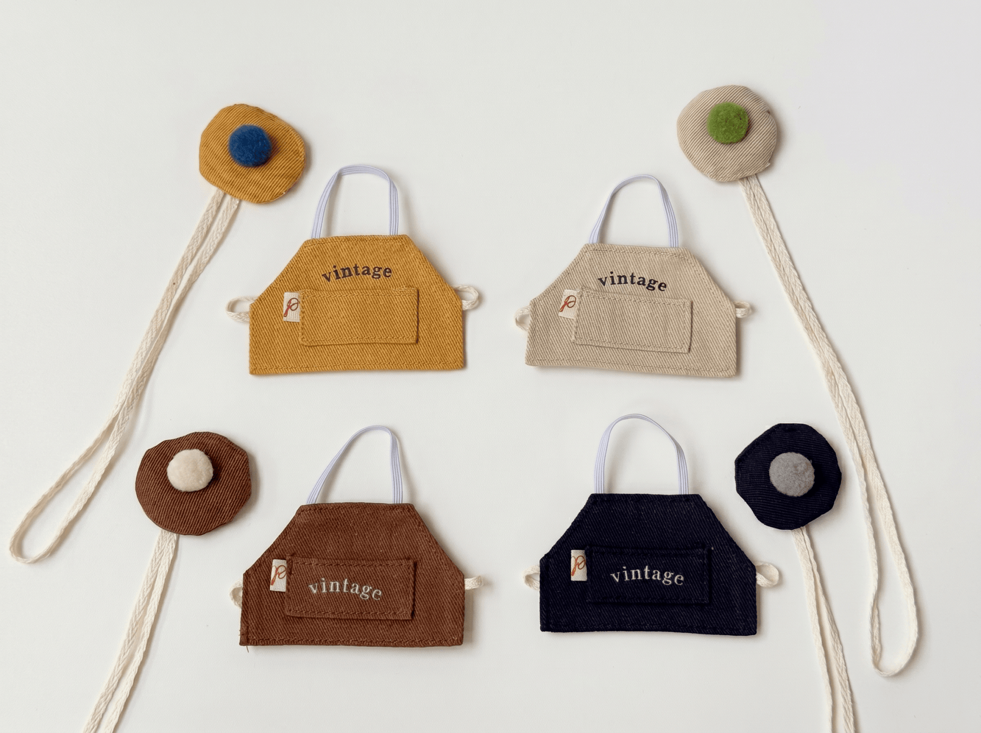 "The Little Artist" Vintage Apron & Beret Set|Handcrafted Miniature "Pet Couture" Accessory - Petopia